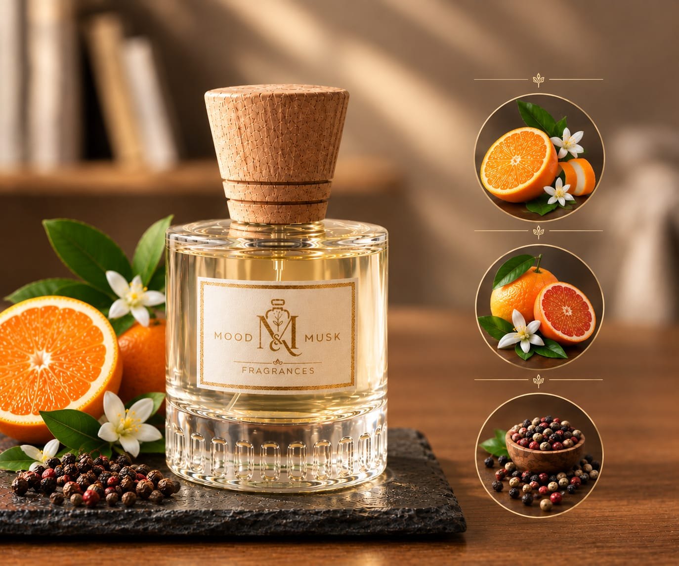 EHसAAS Luxury Flacon Presentation — Angle 3 — MOOD & MUSK